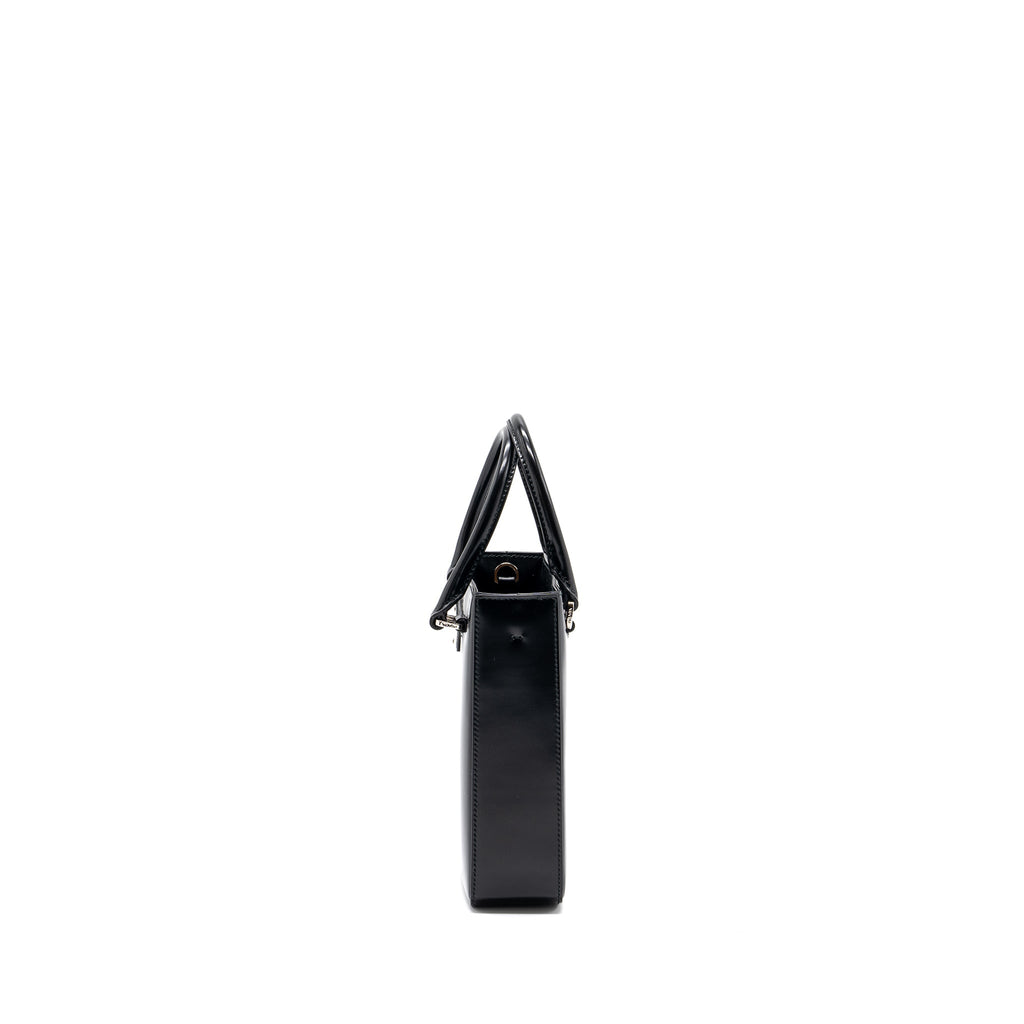PRADA SMALL BRUSHED LEATHER TOTE BLACK SHW