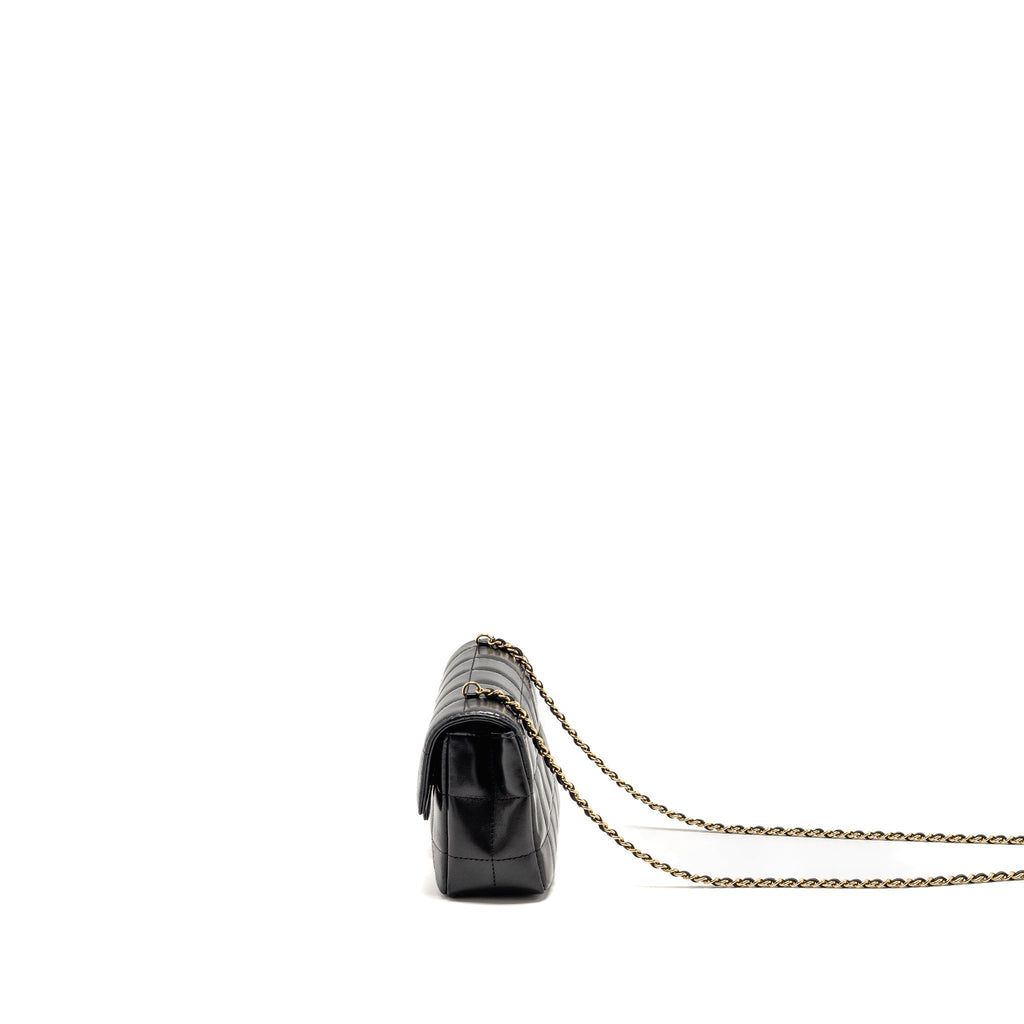 CHANEL CAMELLIA MINI FLAP SHOULDER BAG LAMBSKIN BLACK GHW