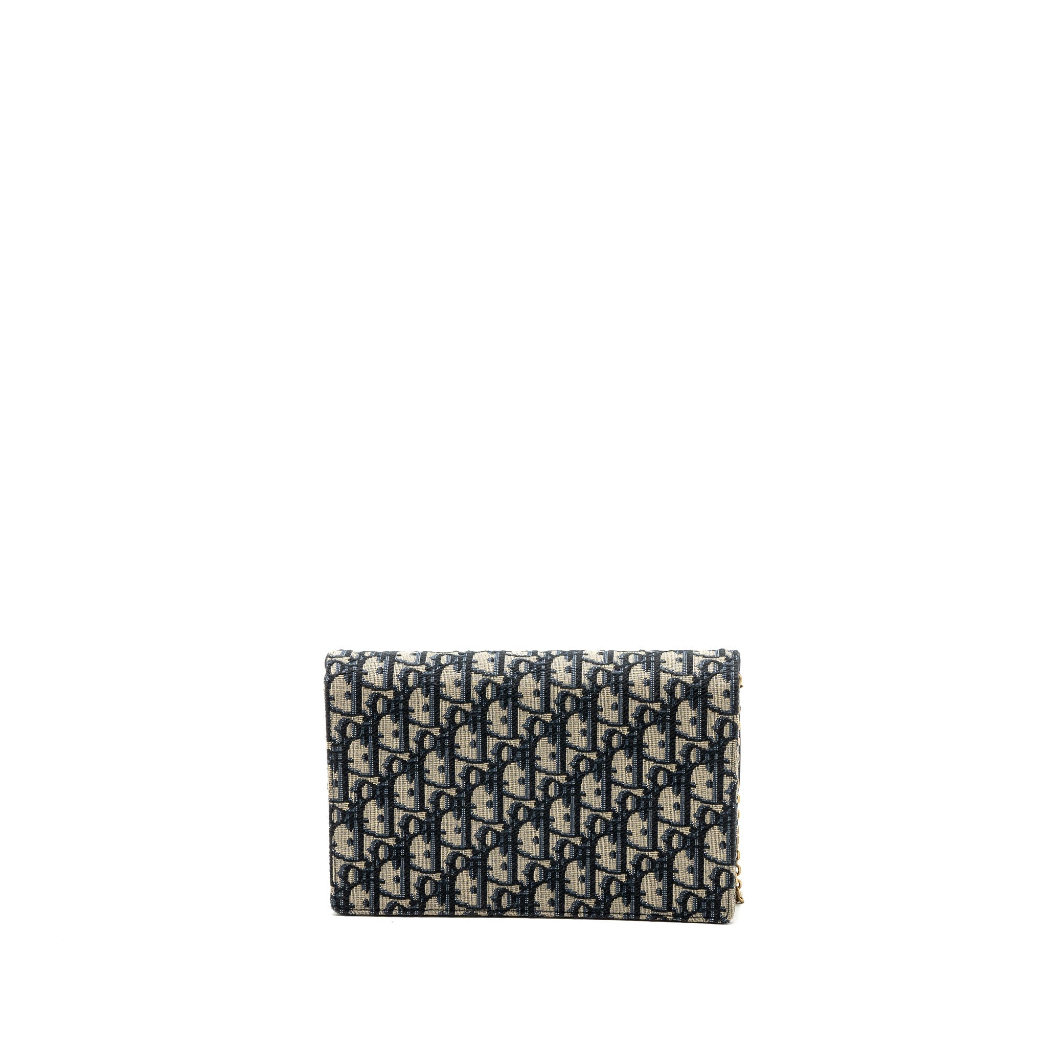 DIOR SADDLE POUCH WITH CHAIN DIOR OBLIQUE JACQUARD BLUE GHW