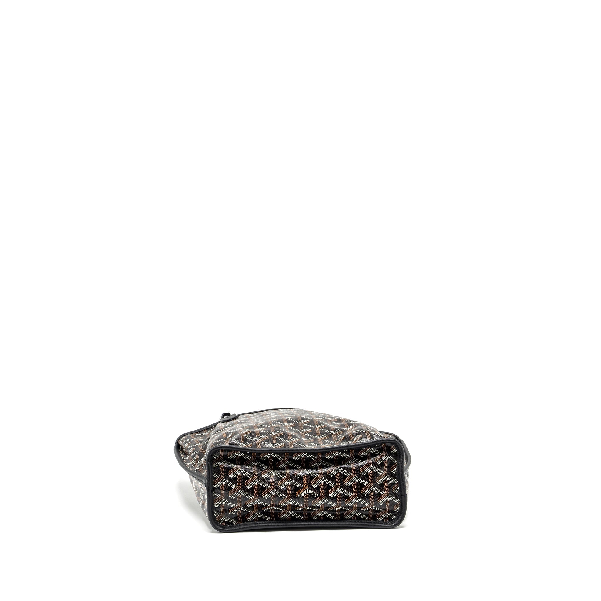 GOYARD ANJOU MINI TOTE BAG GOYARDLINE CANVAS / CALFSKIN BLACK SHW
