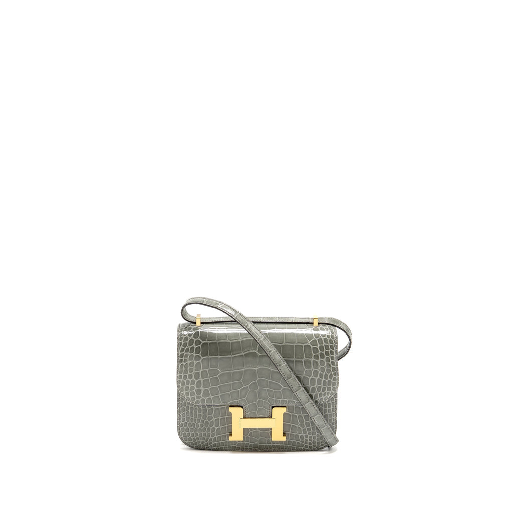 HERMES CONSTANCE MINI ALLIGATOR MISSISSIPPIENSIS 0V GRIS CIMENT GHW