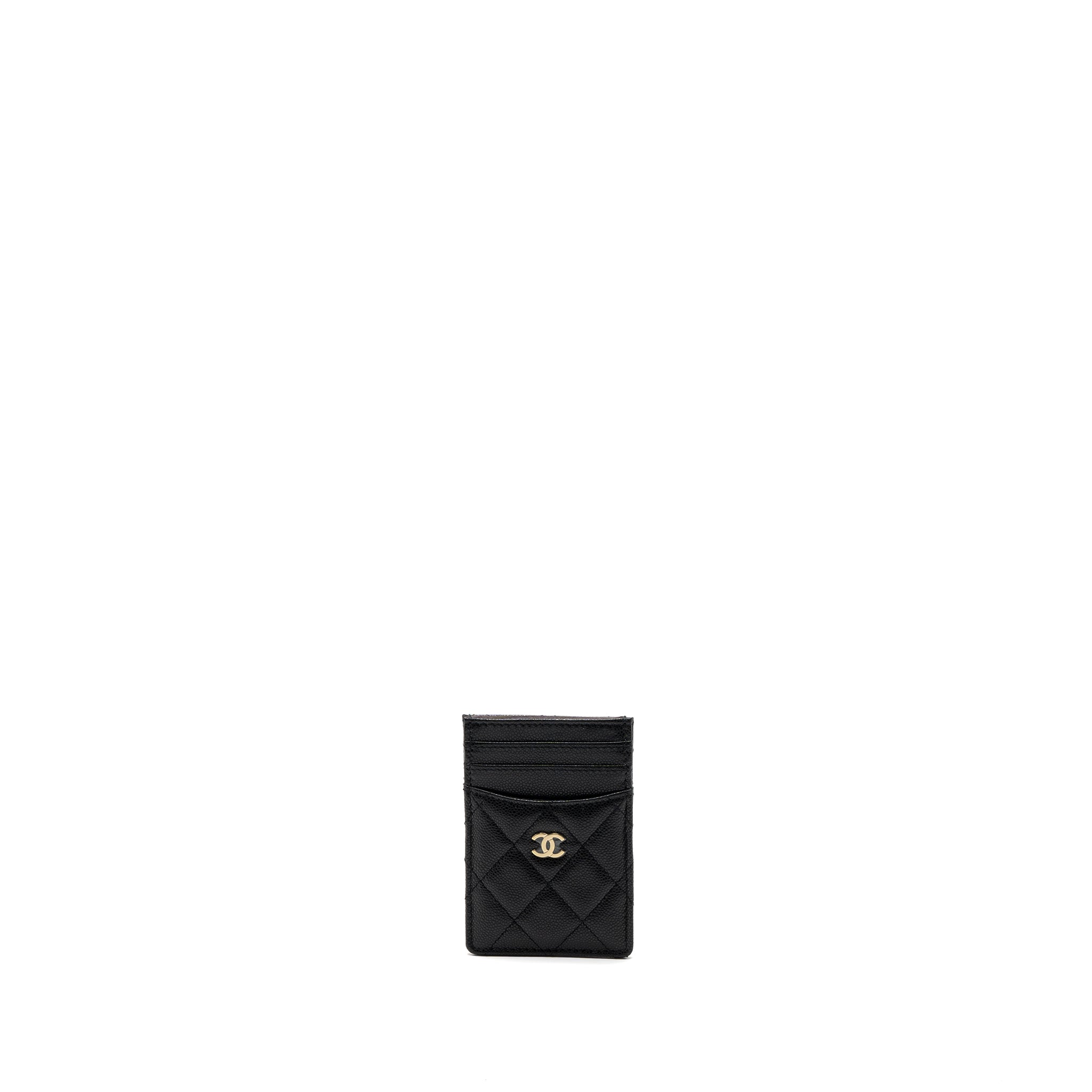 CHANEL 23K VERTICAL CARD HOLDER CAVIAR BLACK LGHW (MICROCHIP)