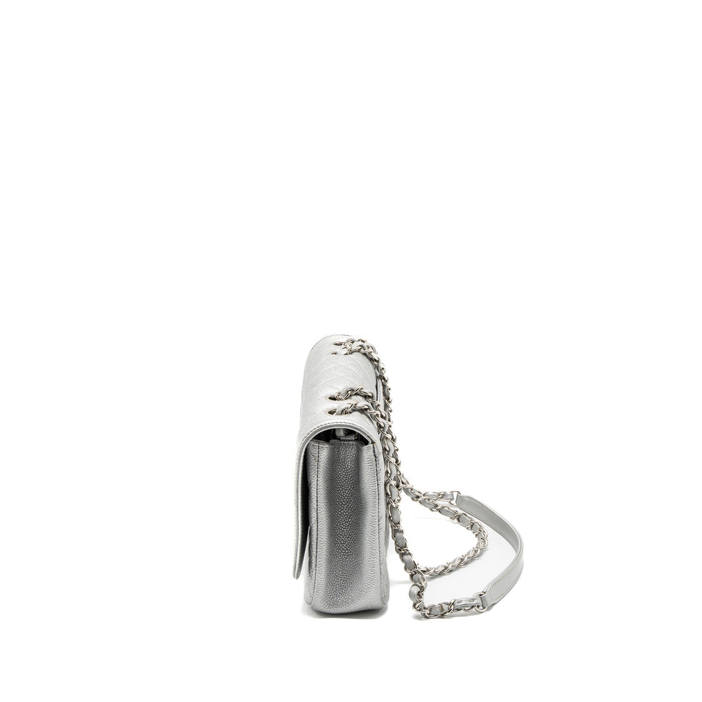 CHANEL FILIGREE FLAP BAG CAVIAR SILVER SHW