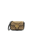 GUCCI MINI GG MARMONT BAG GG CANVAS / LEATHER BEIGE/ BLACK GHW
