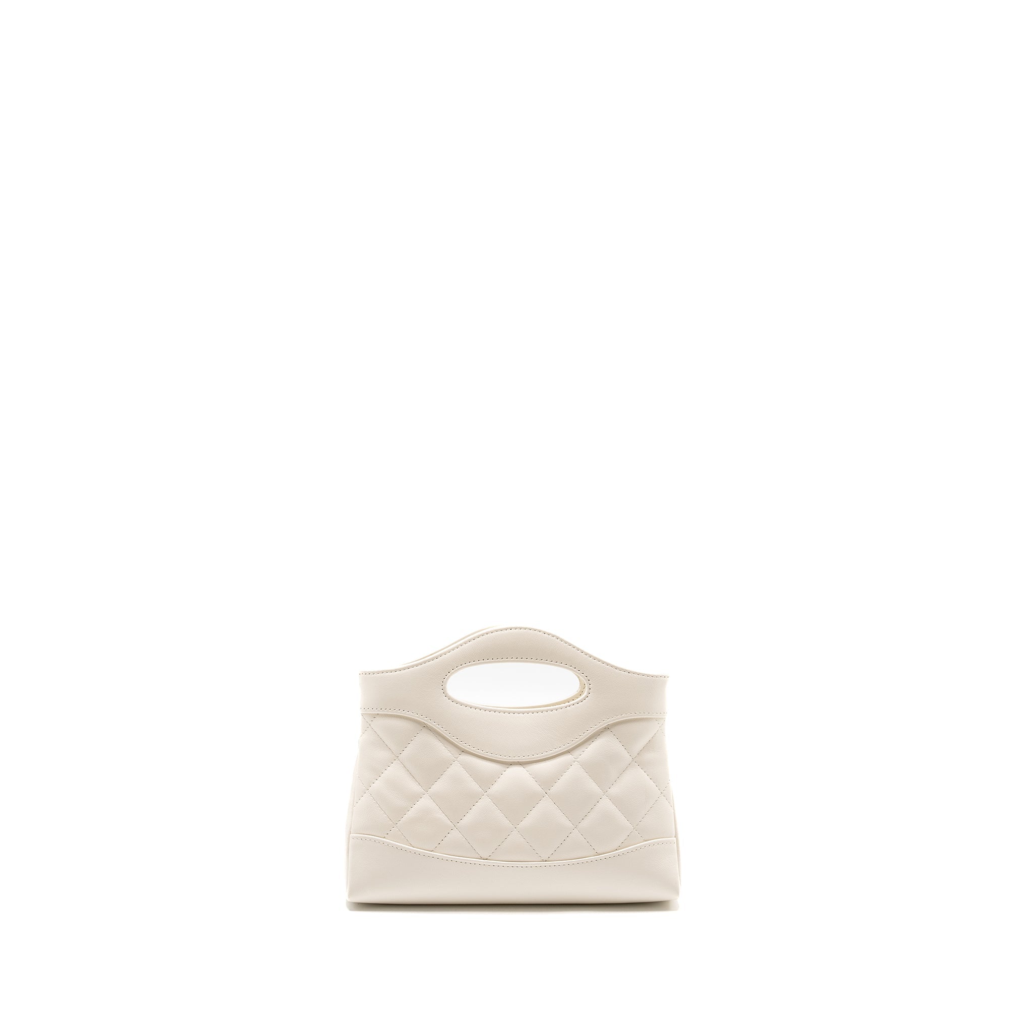 CHANEL MINI 31 CLUTCH WITH  CHAIN SHINY CALFSKIN WHITE LGHW (MICROCHIP)