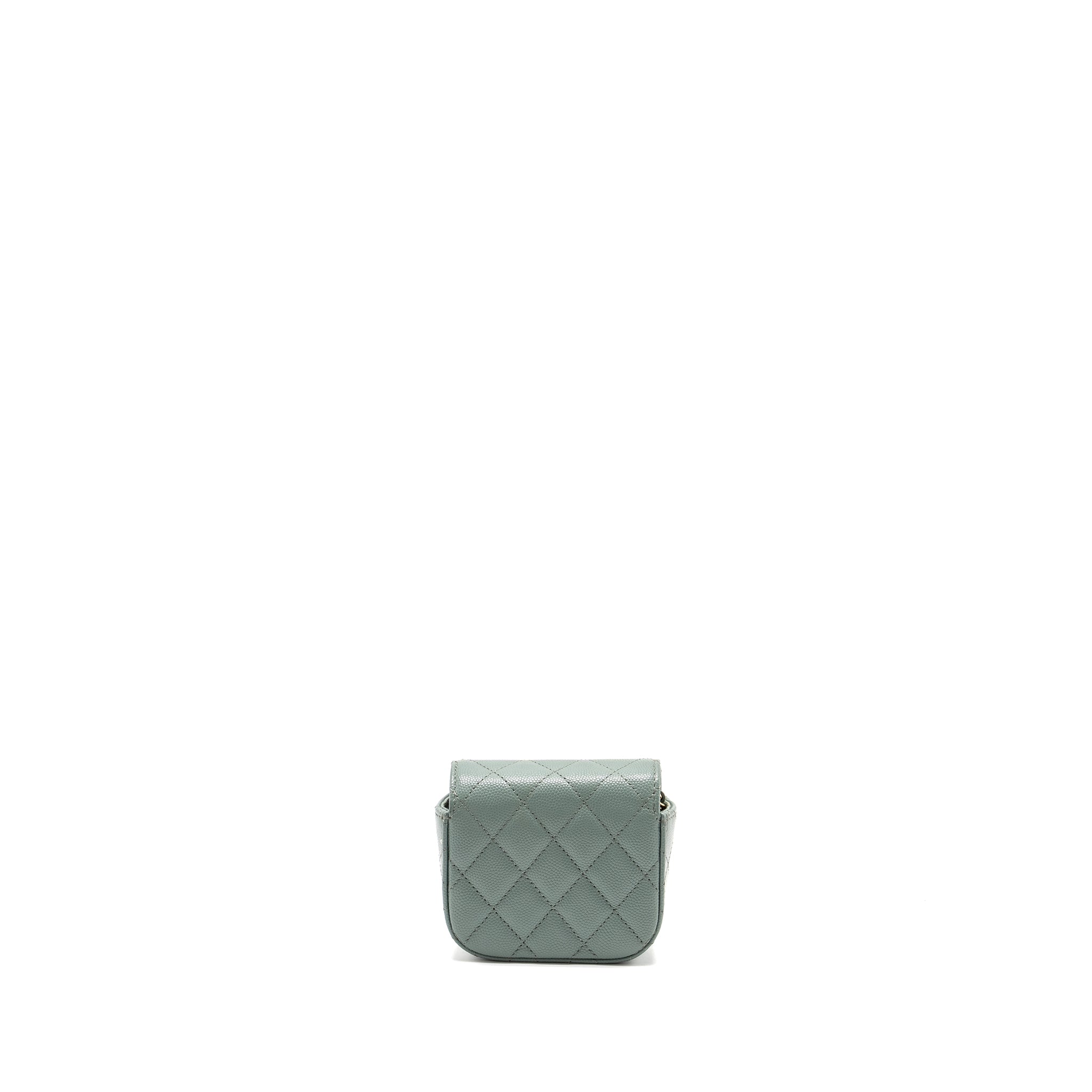 CHANEL MINI FLAP VANITY WITH CHAIN CAVIAR LIGHT GREEN LGHW