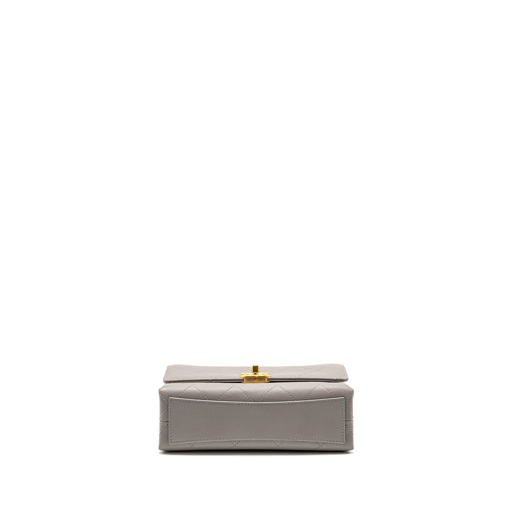 CHANEL MINI QUILTED FLAP BAG WITH CHAIN HANDLE CAVIAR GREY GHW (MICROCHIP)