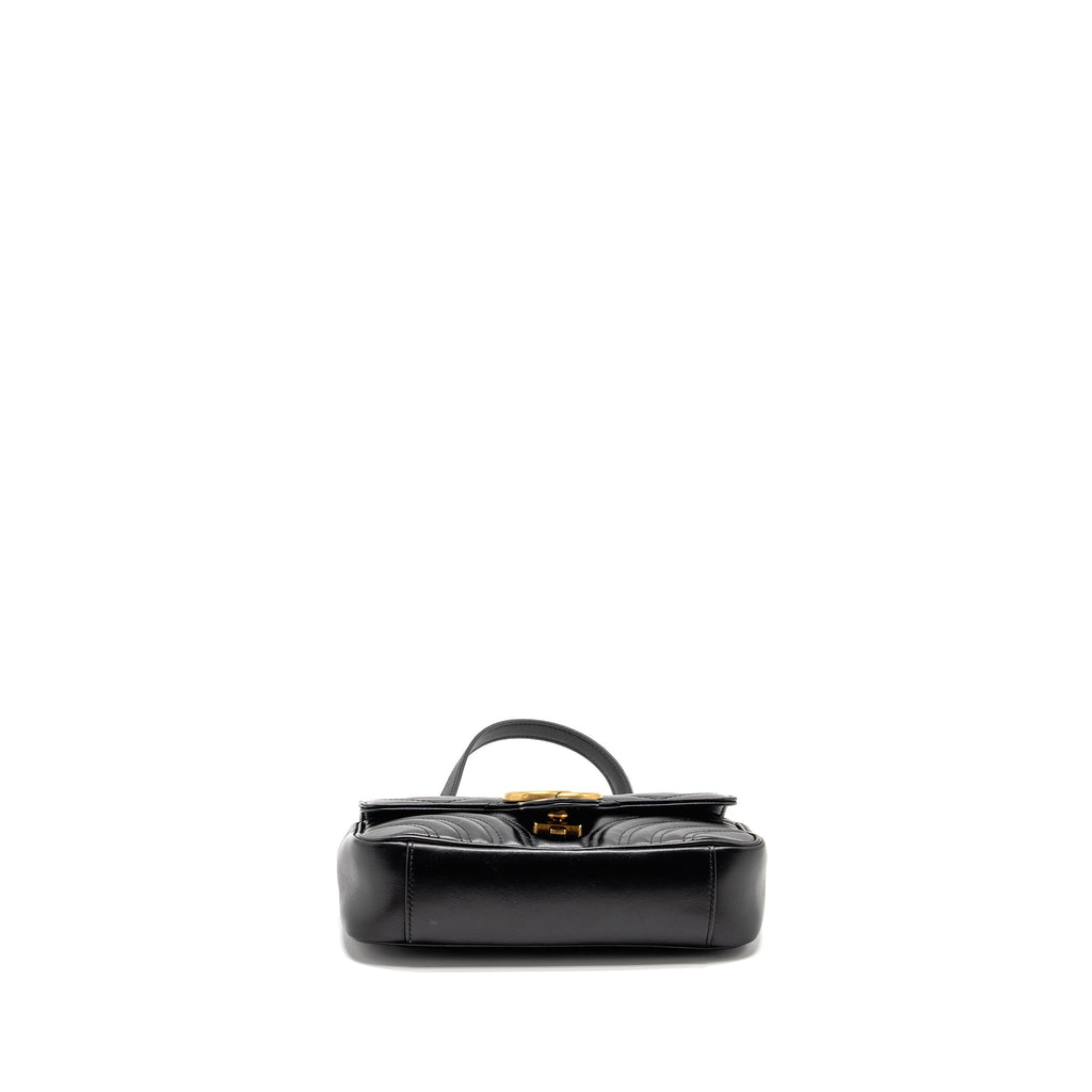 GUCCI MINI GG MARMONT SHOULDER BAG CALFSKIN BLACK GHW