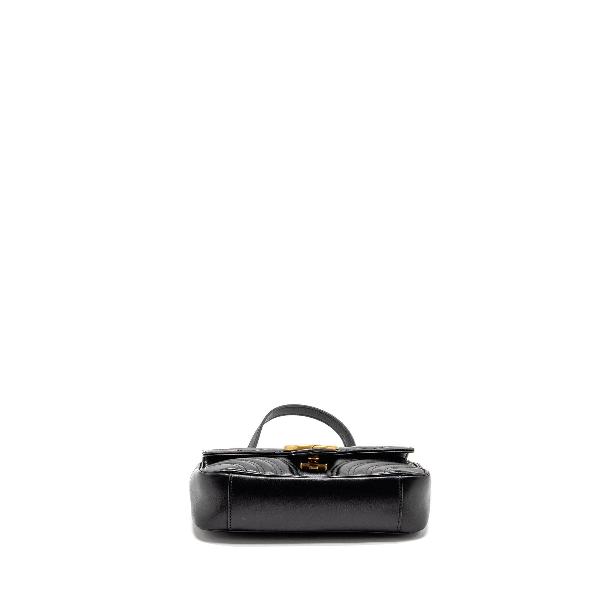 GUCCI MINI GG MARMONT SHOULDER BAG CALFSKIN BLACK GHW