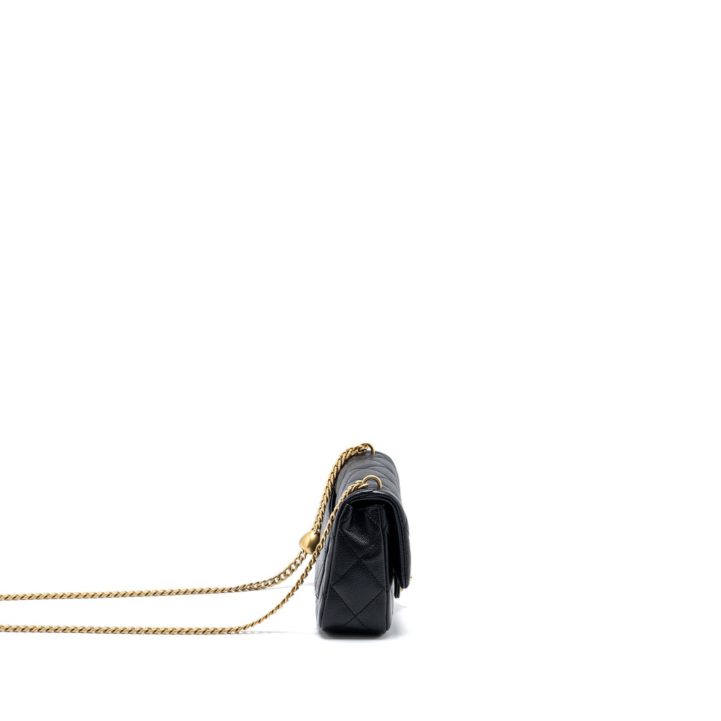 CHANEL 23P COCO LOVE FLAP BAG CAVIAR BLACK GHW (MICROCHIP)