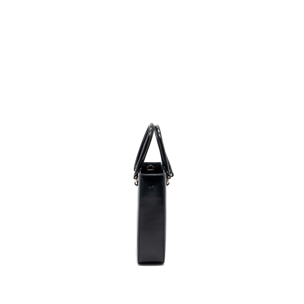 PRADA SMALL BRUSHED LEATHER TOTE BLACK SHW