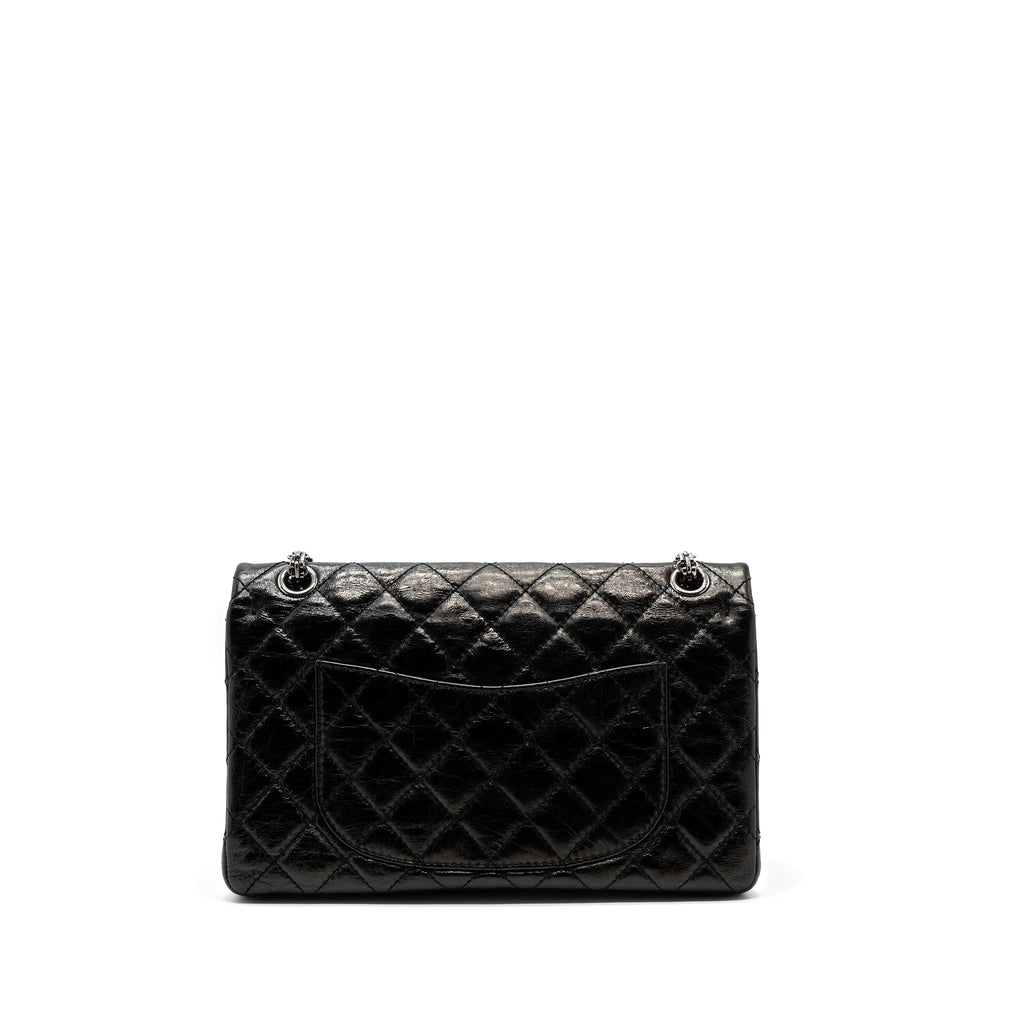 CHANEL 2.55 226 REISSUE DOUBLE FLAP BAG GRAINED CALFSKIN BLACK SHW