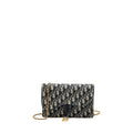 DIOR SADDLE POUCH WITH CHAIN DIOR OBLIQUE JACQUARD BLUE GHW