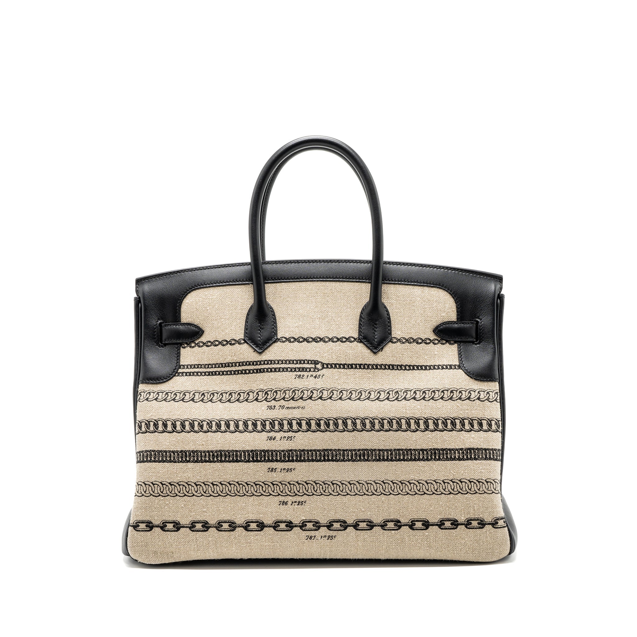 HERMES BIRKIN 35 DE CAMP DECHAINEE LIMITED EDITION TOILE CANVAS / SWIFT BLACK SHW