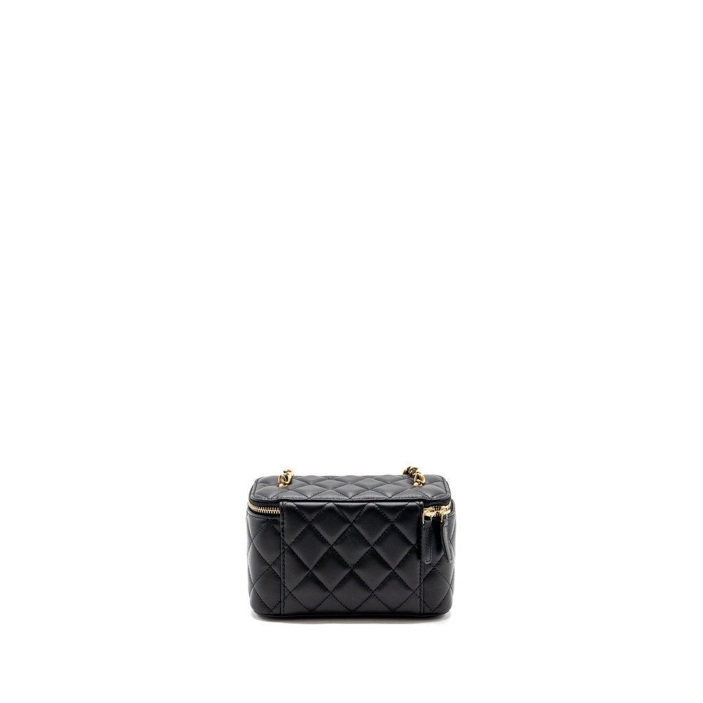 CHANEL PEARL CRUSH LONG VANITY CASE LAMBSKIN BLACK GHW (MICROCHIP)