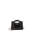 CHANEL MINI 31 CLUTCH WITH CHAIN SHINY LAMBSKIN BLACK LGHW (MICROCHIP)