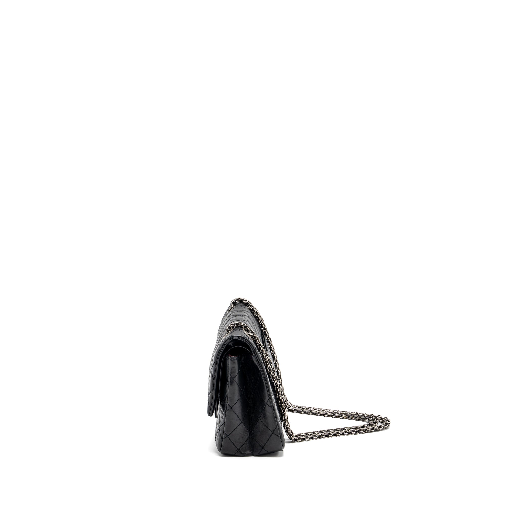 CHANEL SMALL 2.55 REISSUE FLAP BAG AGED CALFSKIN BLACK RUTHENIUM HARDWARE