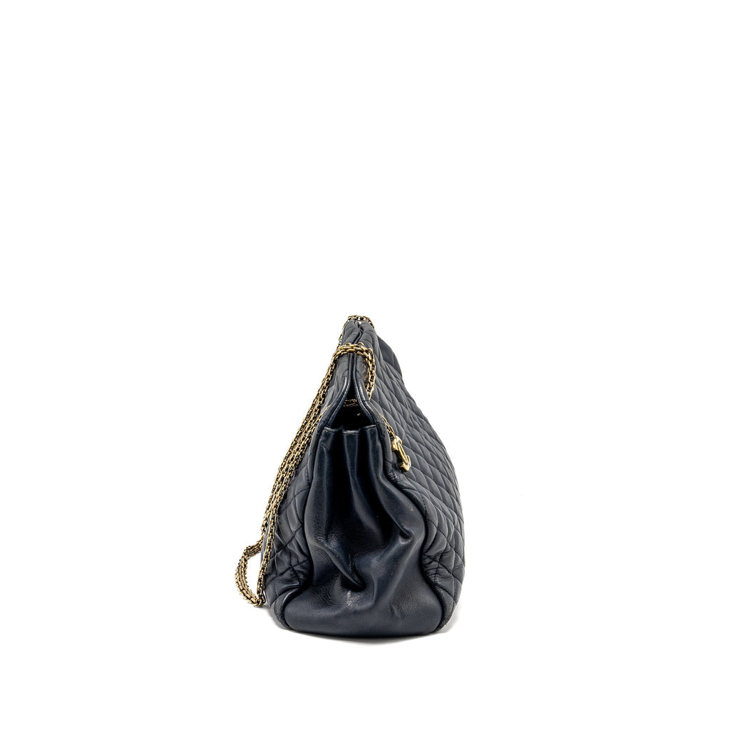 CHANEL JUST MADEMOISELLE BOWLING BAG LAMBSKIN DARK BLUE GHW