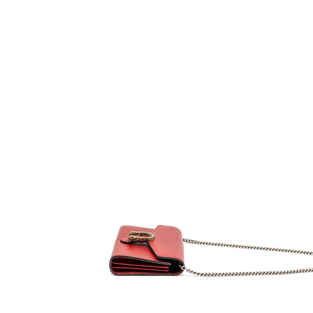 GUCCI DIONYSUS WALLET ON CHAIN CALFSKIN RED MULTICOLOUR HARDWARE