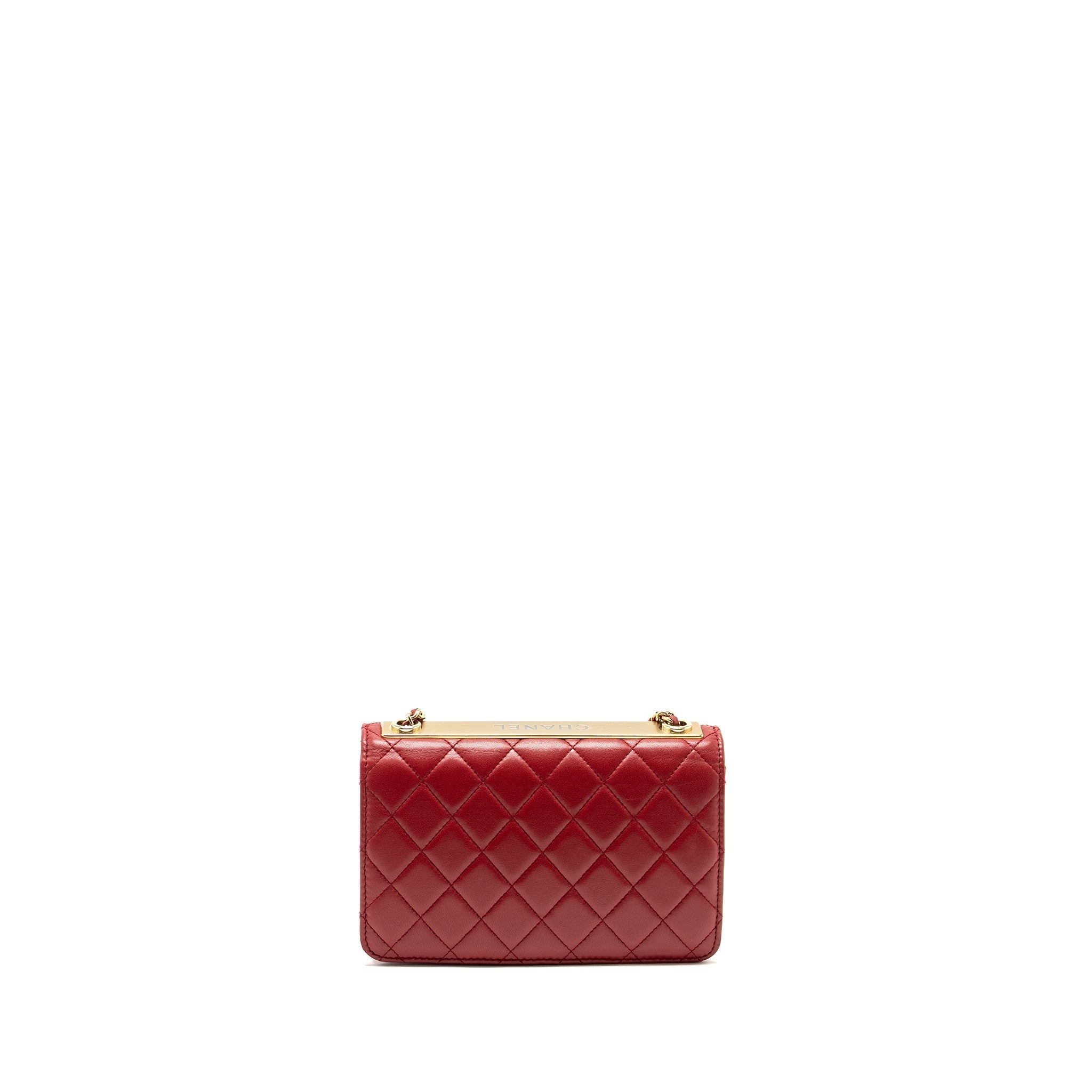 CHANEL TRENDY CC WALLET ON CHAIN LAMBSKIN RED LGHW