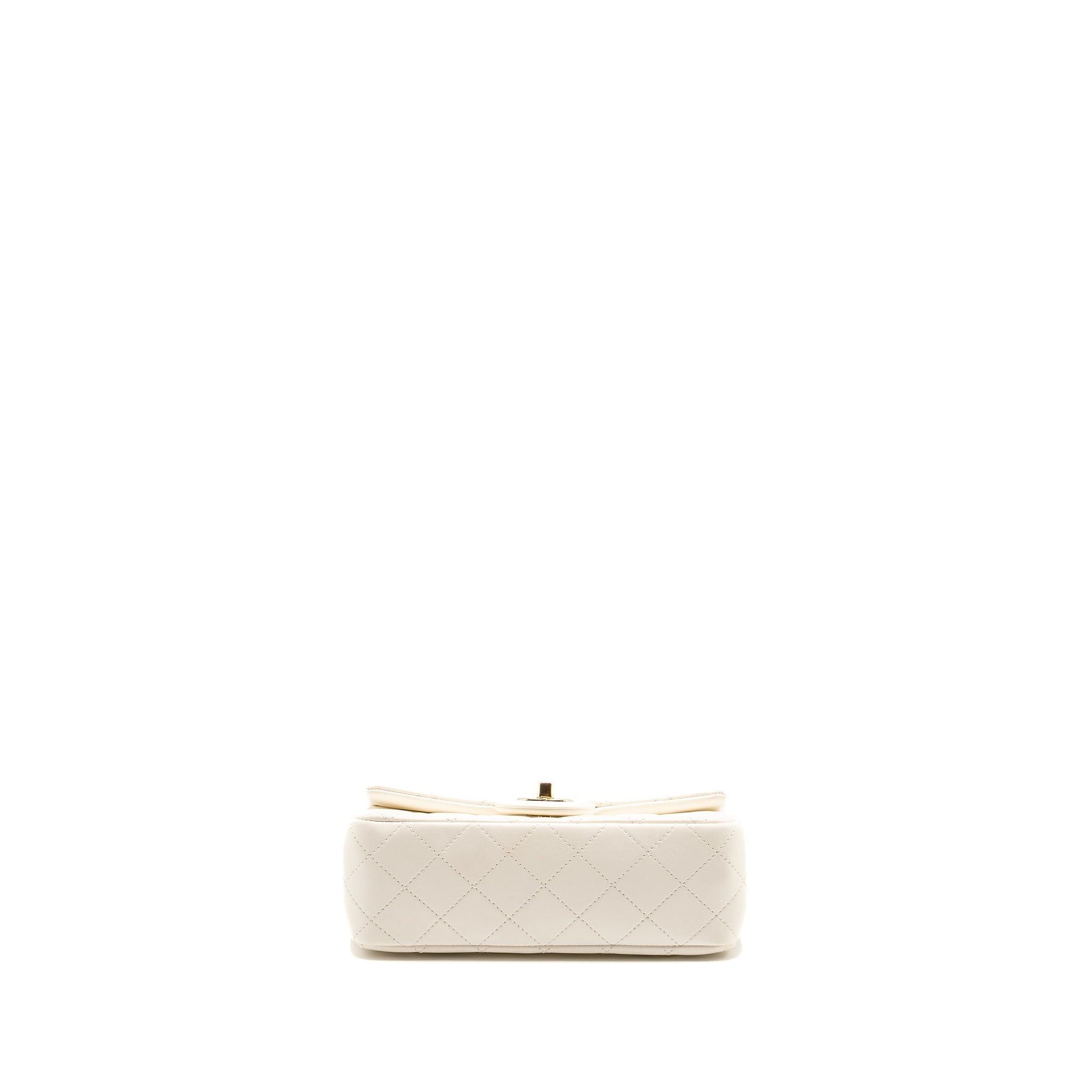 CHANEL 23C PEARL CRUSH MINI RECTANGULAR FLAP BAG LAMBSKIN WHITE LGHW (MICROCHIP)