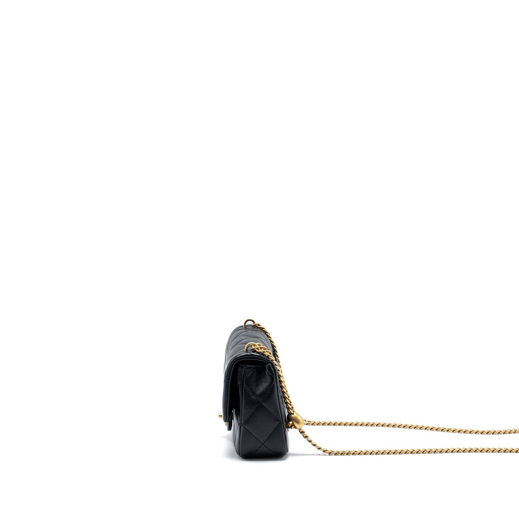 CHANEL 23P COCO LOVE FLAP BAG CAVIAR BLACK GHW (MICROCHIP)