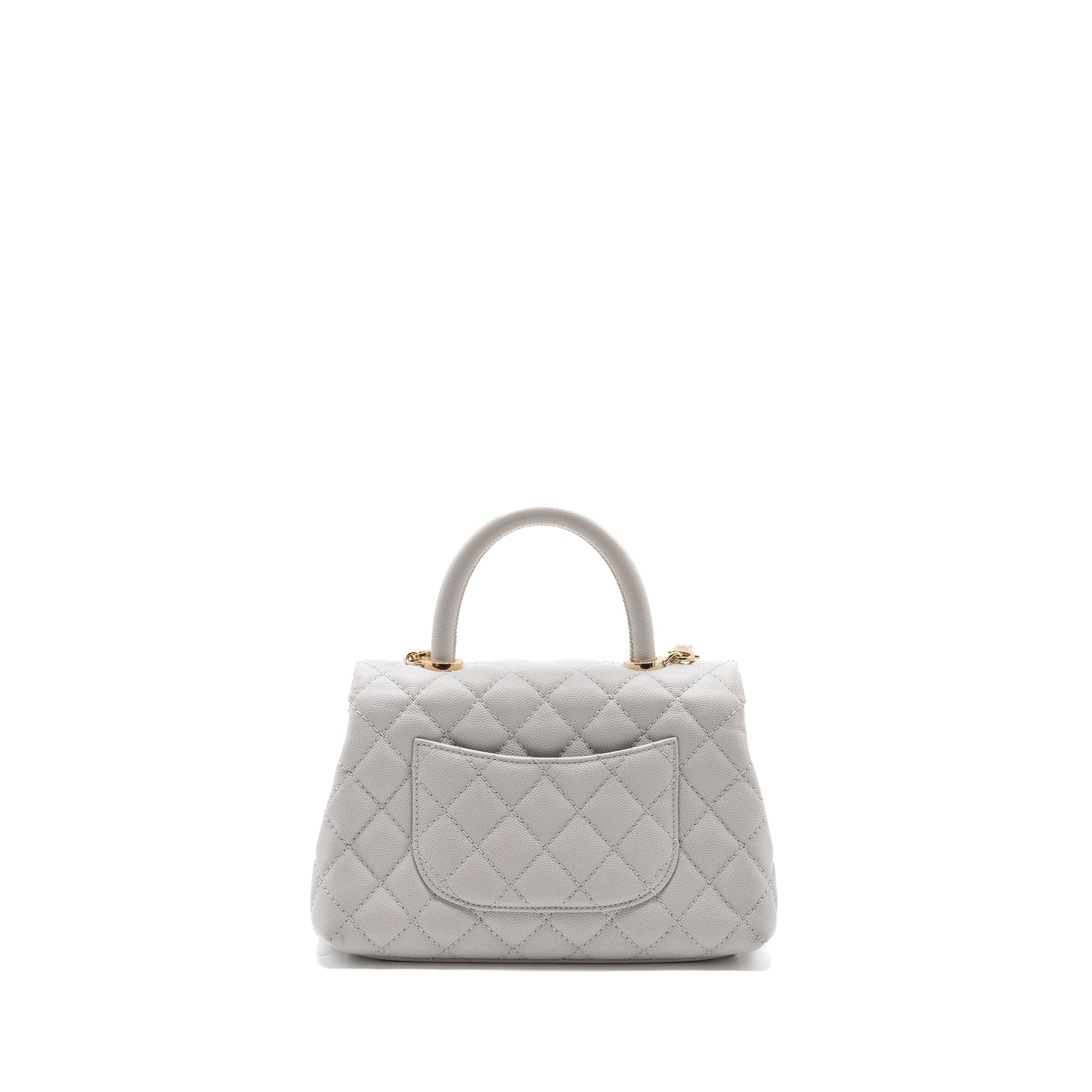 CHANEL SMALL COCO HANDLE CAVIAR LIGHT GREY LGHW