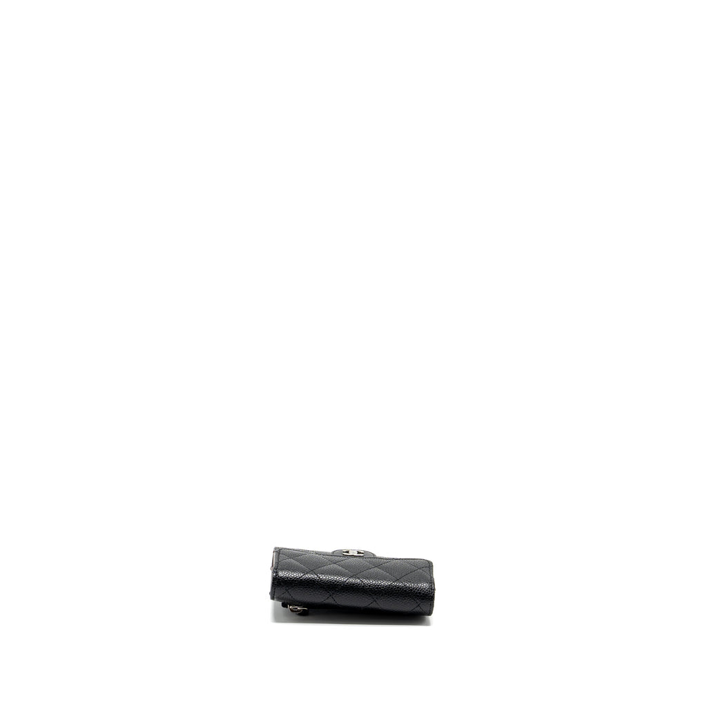 CHANEL SMALL CLASSIC FLAP WALLET CAVIAR BLACK SHW (MICROCHIP)