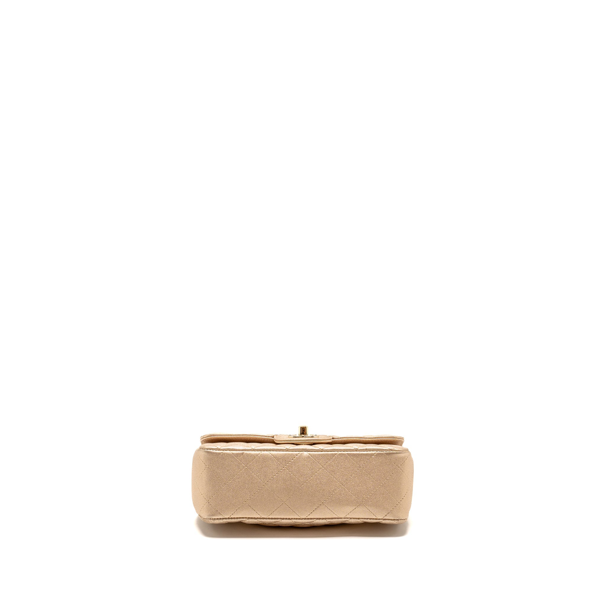 CHANEL MINI RECTANGULAR FLAP BAG LAMBSKIN METALLIC GOLD LGHW