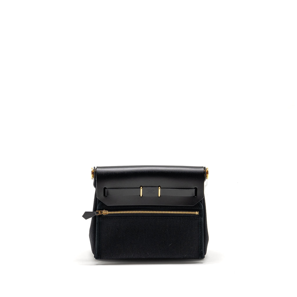 HERMES HERBAG MINI CANVAS/HUNTER BLACK GHW