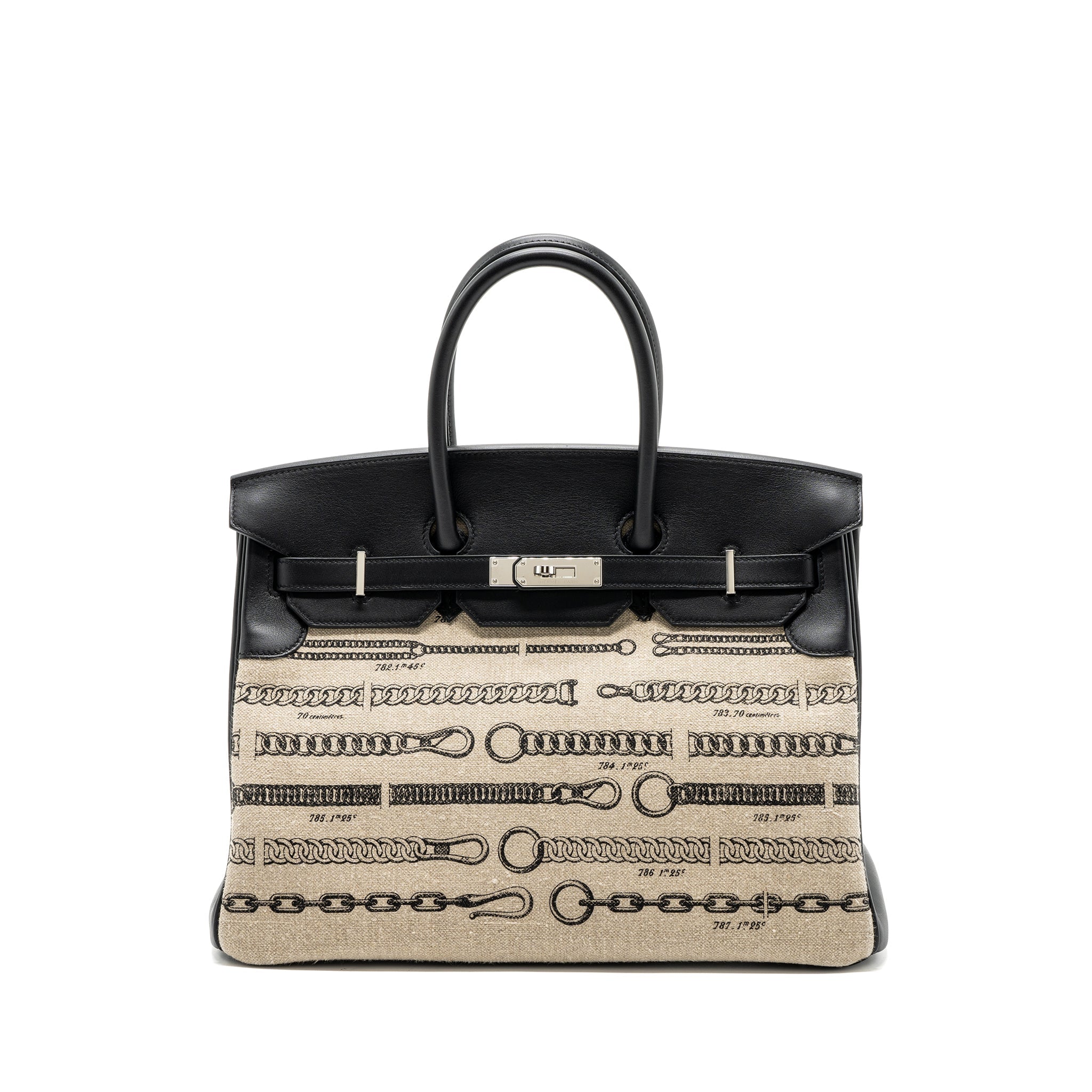 HERMES BIRKIN 35 DE CAMP DECHAINEE LIMITED EDITION TOILE CANVAS / SWIFT BLACK SHW