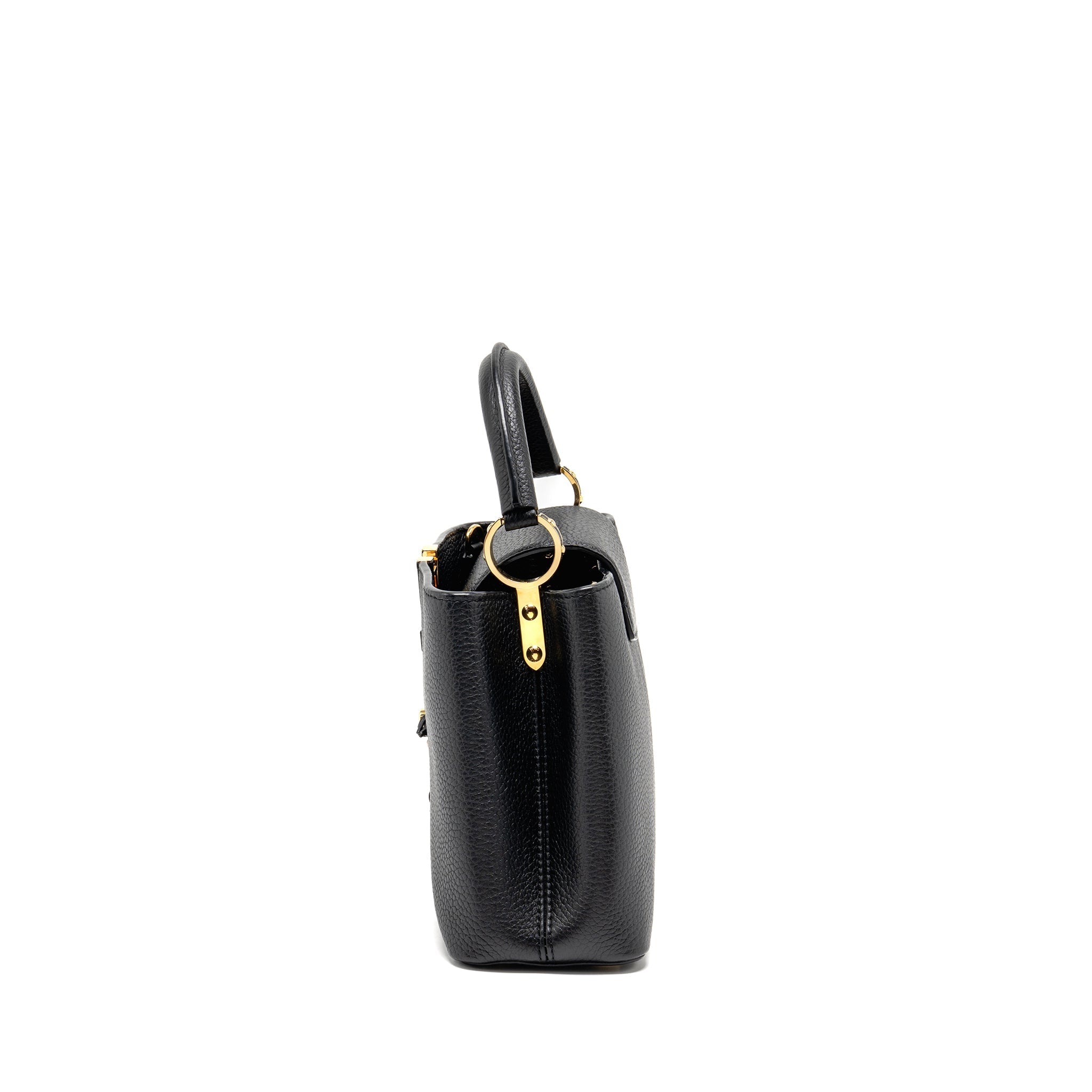 LOUIS VUITTON CAPUCINES BB WITH MONOGRAM FLOWER EMBELLISHMENTS TAURILLON BLACK GHW