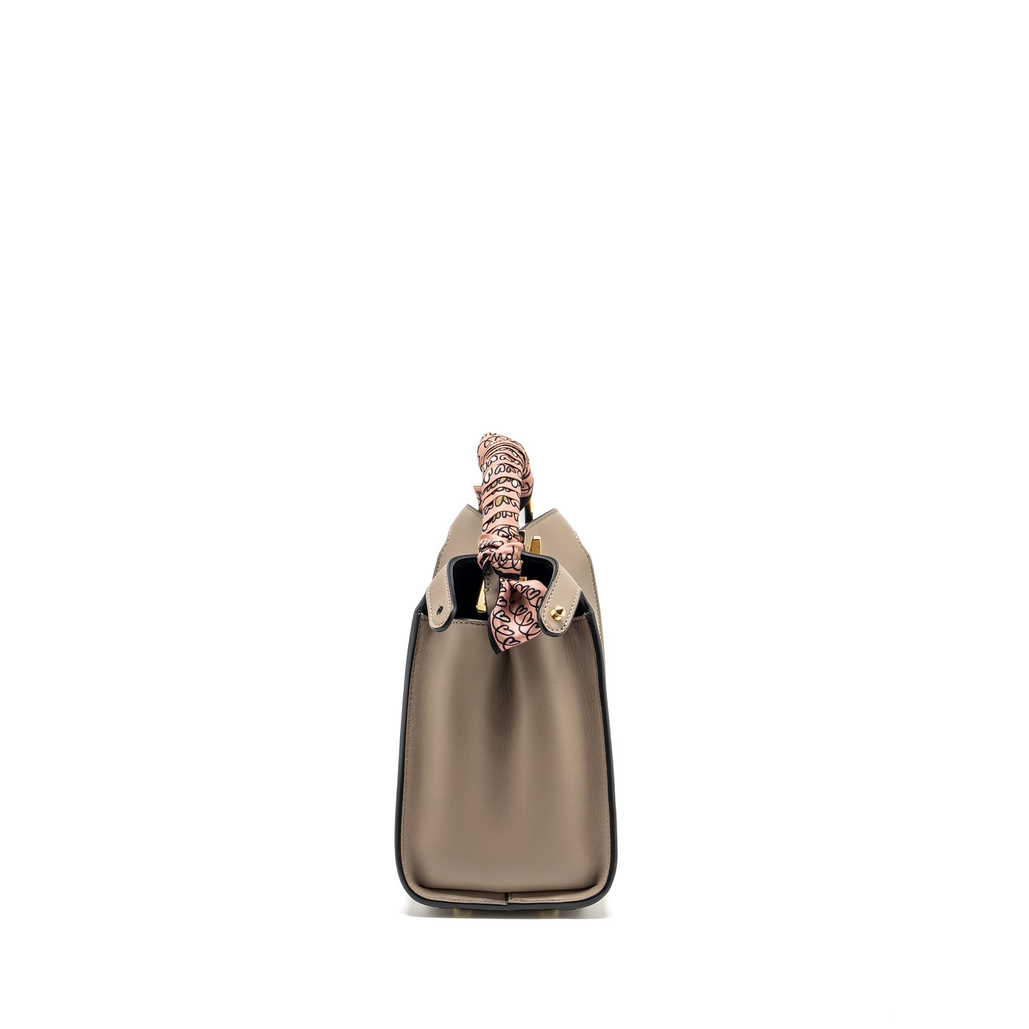 FENDI PEEKABOO HANDLE BAG CALFSKIN DOVE/BLACK GHW