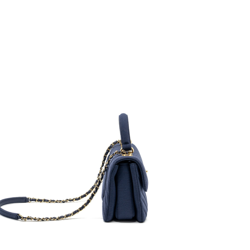 CHANEL SMALL CHEVRON TRENDY CC FABRIC NAVY GHW