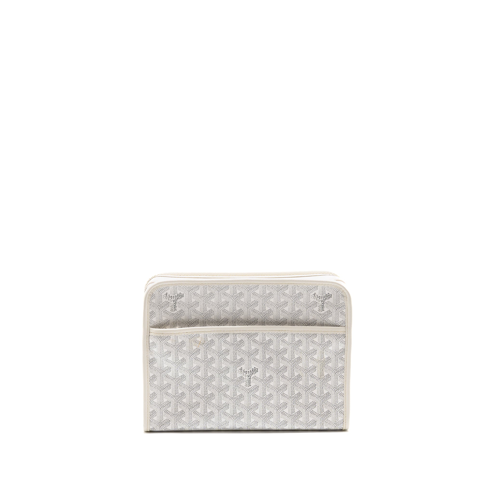 GOYARD JOUVENCE MM TOILETRY BAG GOYARDINE CANVAS WHITE SHW