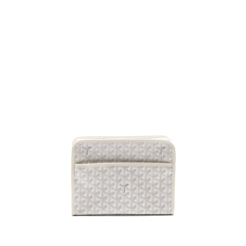 GOYARD JOUVENCE MM TOILETRY BAG GOYARDINE CANVAS WHITE SHW
