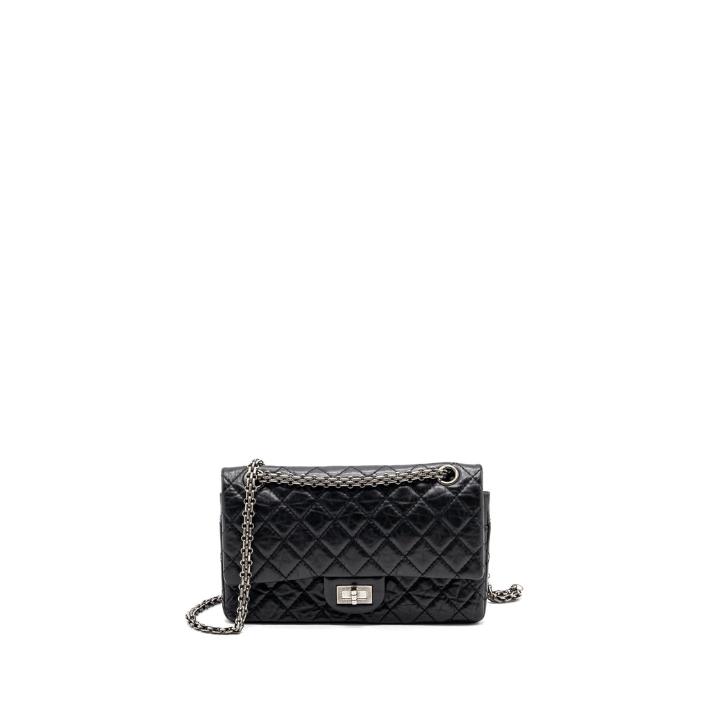 CHANEL SMALL 2.55 REISSUE FLAP BAG AGED CALFSKIN BLACK RUTHENIUM HARDWARE