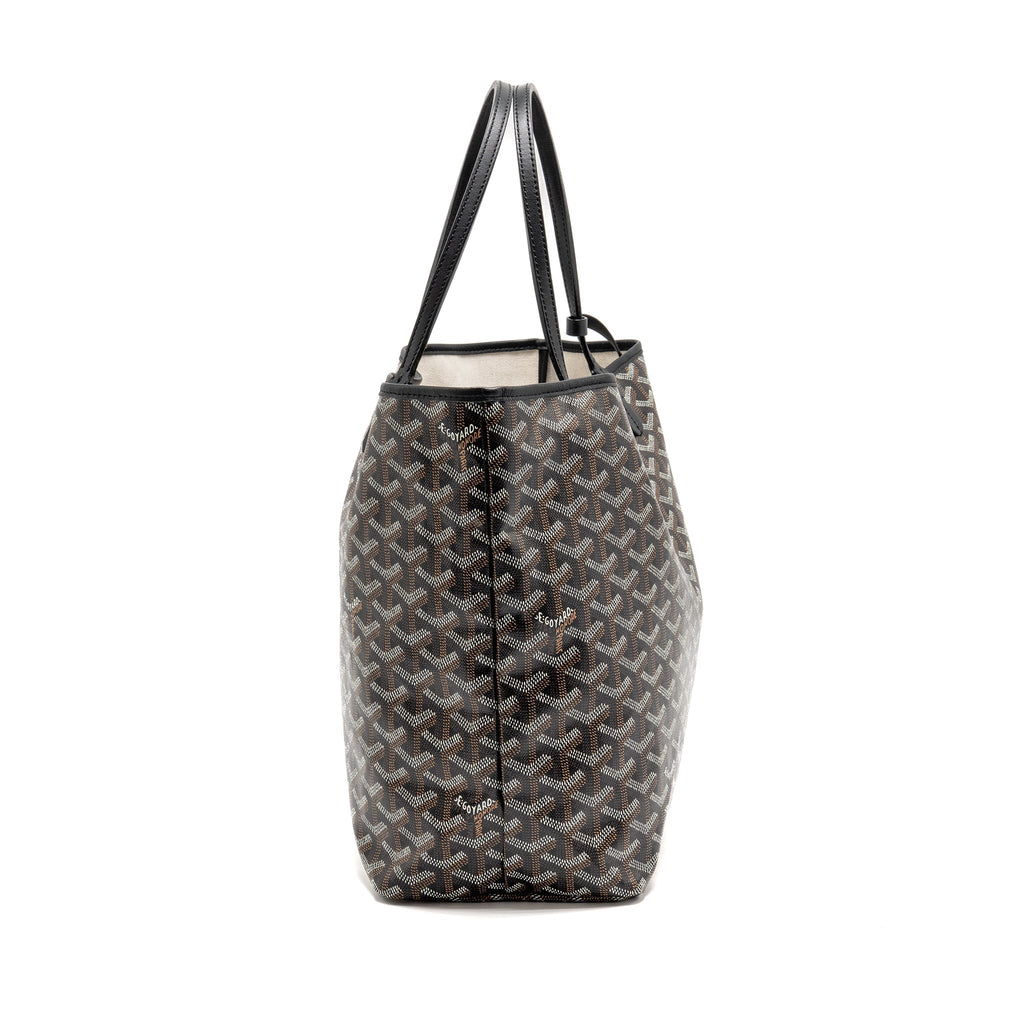 GOYARD SAINT LOUIS PM TOTE BAG GOYARDINE CANVAS/CALFSKIN BLACK