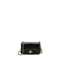 CHANEL 24K PEARL CRUSH MINI RECTANGULAR FLAP BAG SHINY LAMBSKIN BLACK GHW (MICROCHIP)