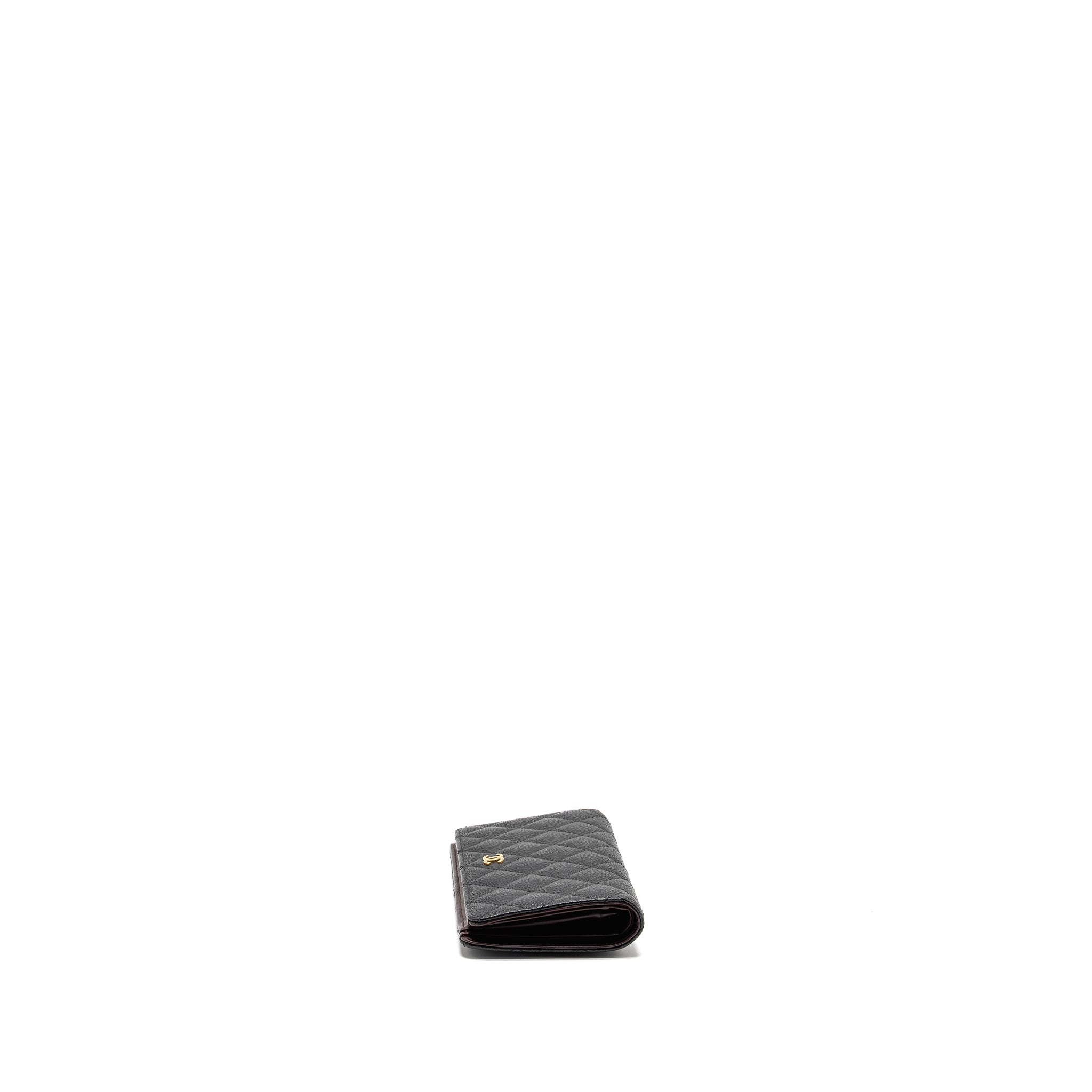 CHANEL COMPACT LONG WALLET CAVIAR BLACK GHW
