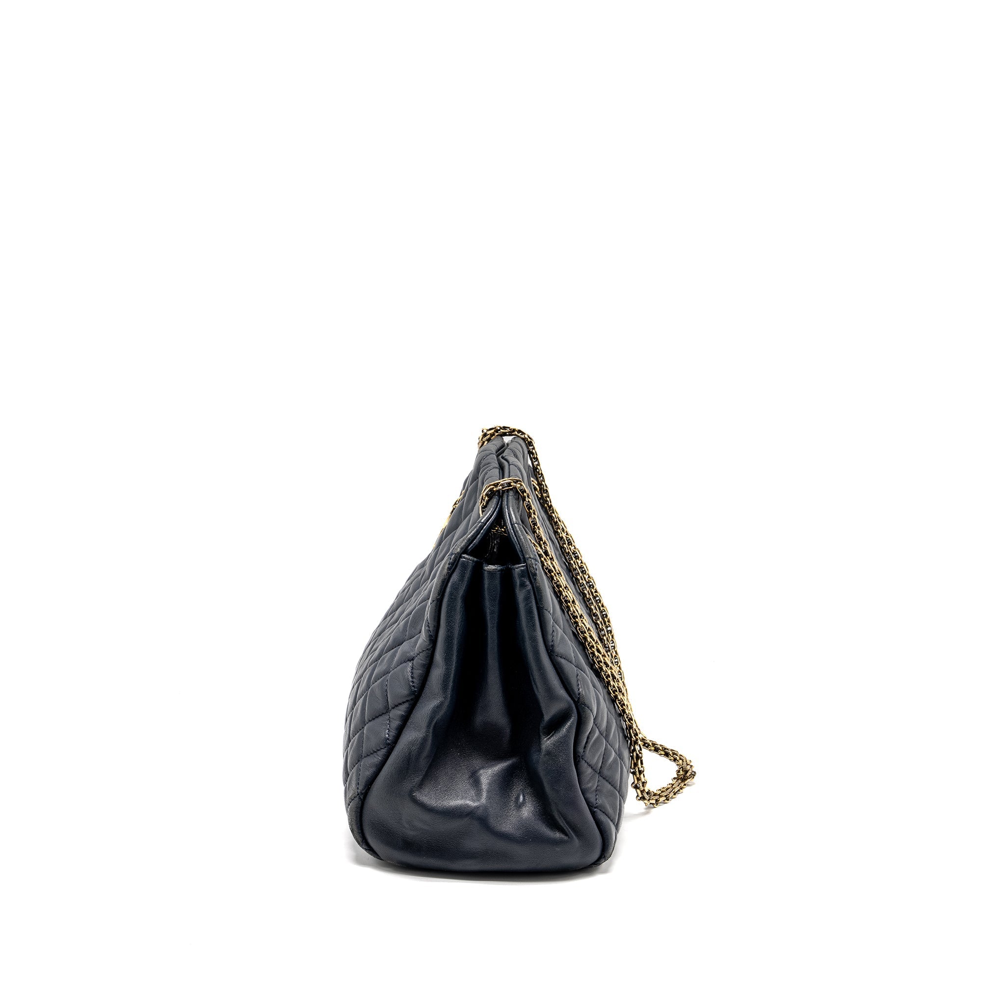 CHANEL JUST MADEMOISELLE BOWLING BAG LAMBSKIN DARK BLUE GHW