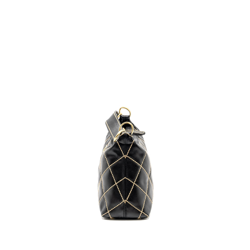 CHANEL VINTAGE WILD STITCH SHOULDER BAG CALFSKIN BLACK GHW