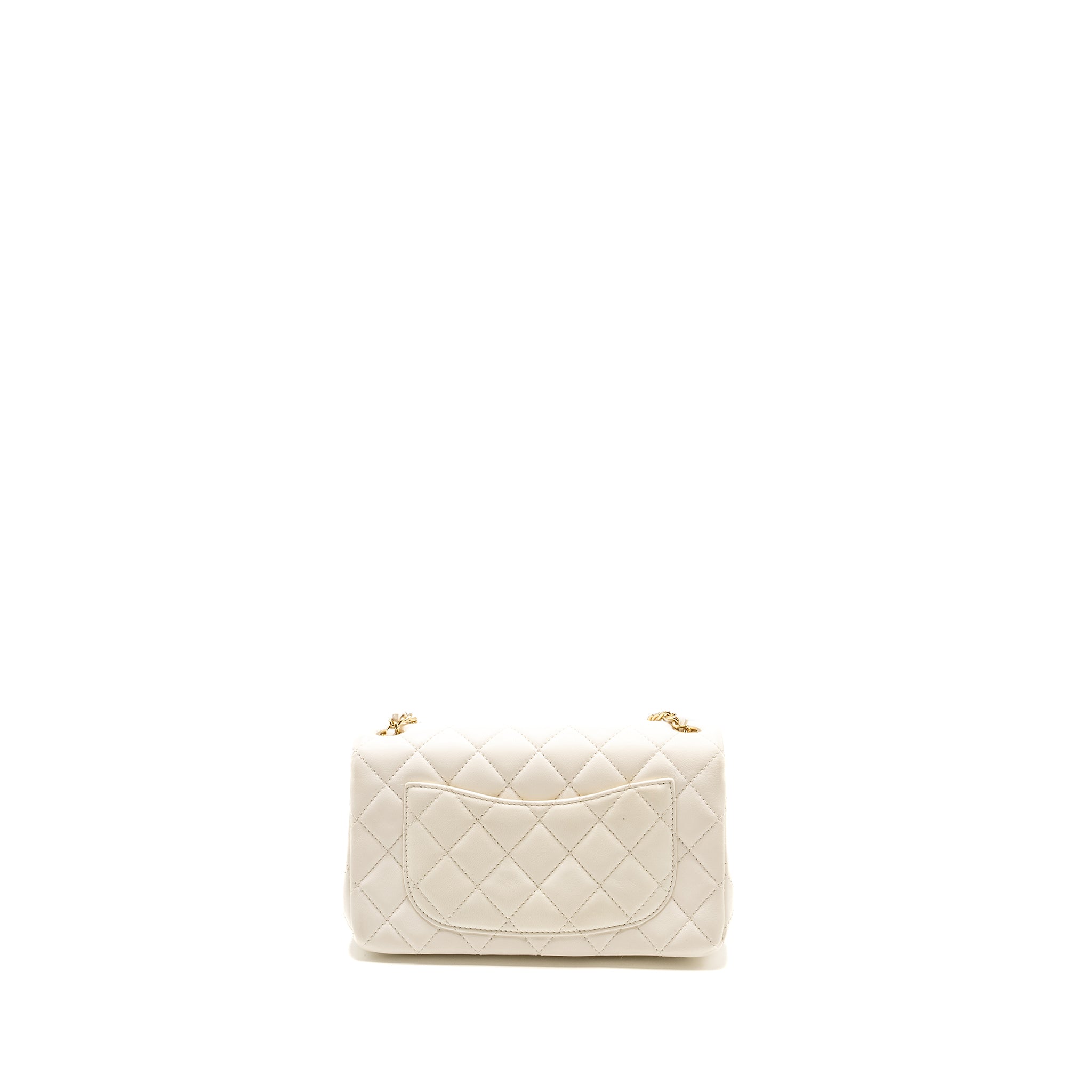 CHANEL 23C PEARL CRUSH MINI RECTANGULAR FLAP BAG LAMBSKIN WHITE LGHW (MICROCHIP)
