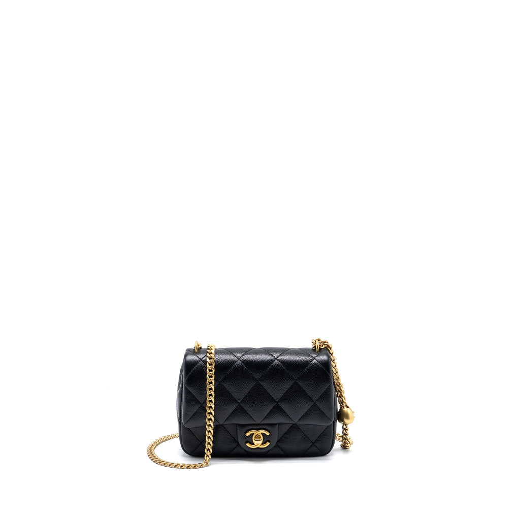 CHANEL 23P COCO LOVE FLAP BAG CAVIAR BLACK GHW (MICROCHIP)