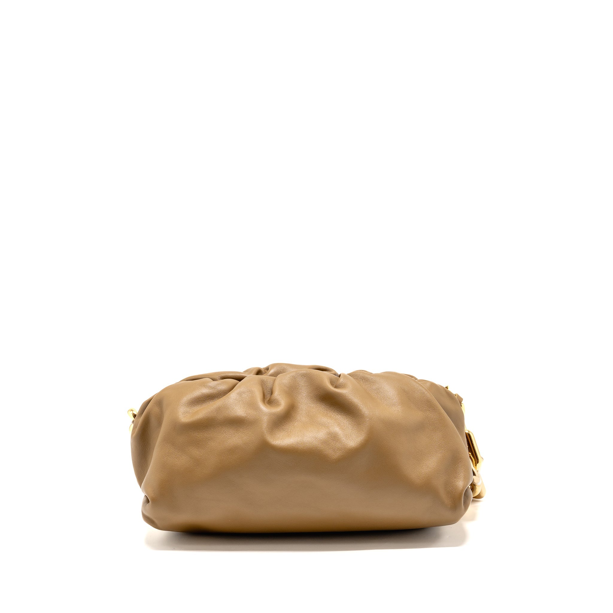 BOTTEGA VENETA CHAIN POUCH CALFSKIN KHAKI GHW