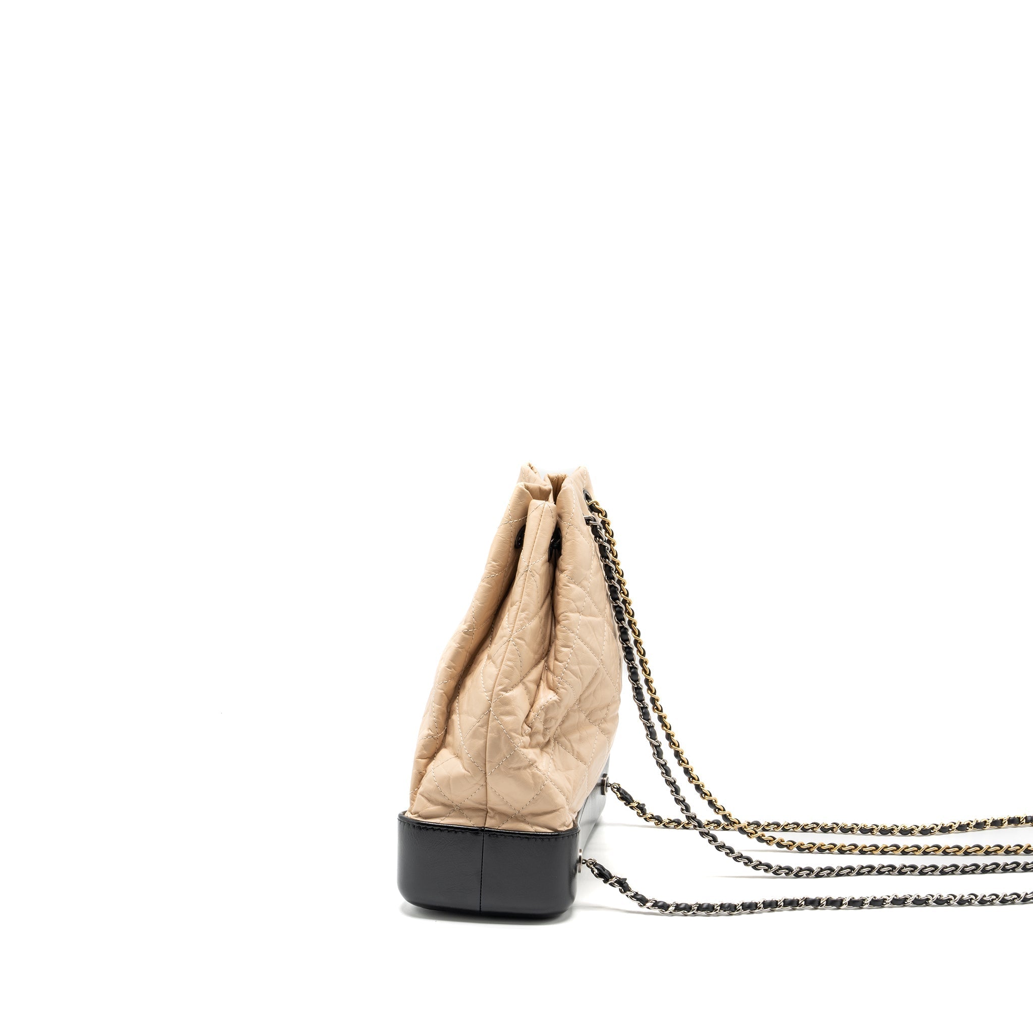 CHANEL MEDIUM GABRIELLE BACKPACK AGED CALFSKIN BEIGE/BLACK MULTICOLOUR HARDWARE