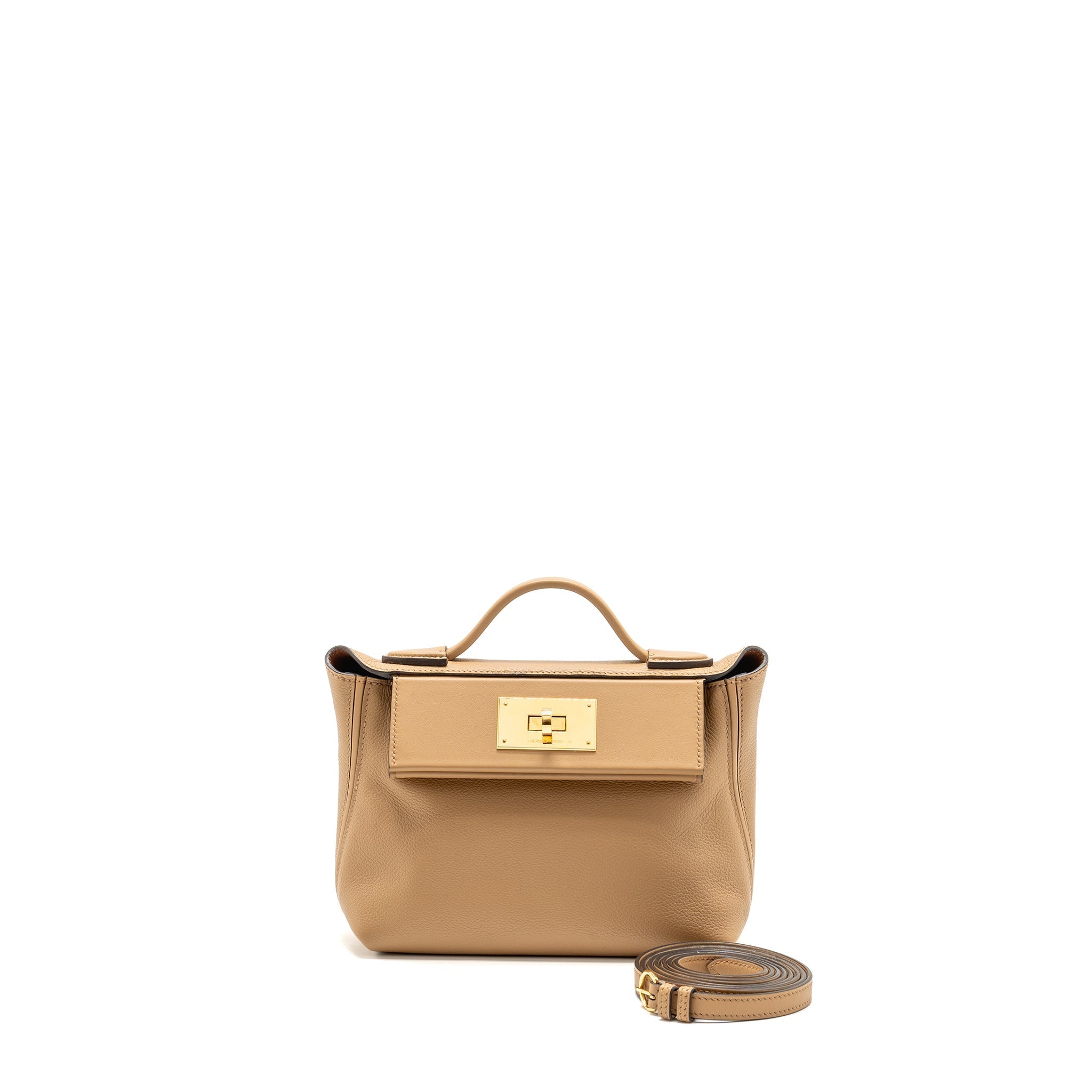 HERMES MINI 2424 24/24-21 BAG EVERCOLOR/SWIFT CHAI/FAUVE GHW