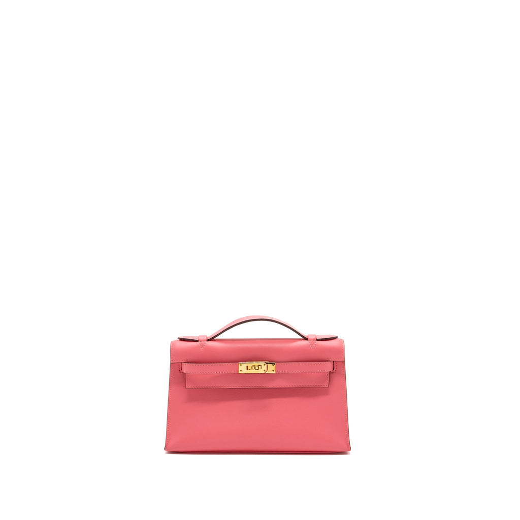 HERMES KELLY POCHETTE SWIFT ROSE AZALEE GHW