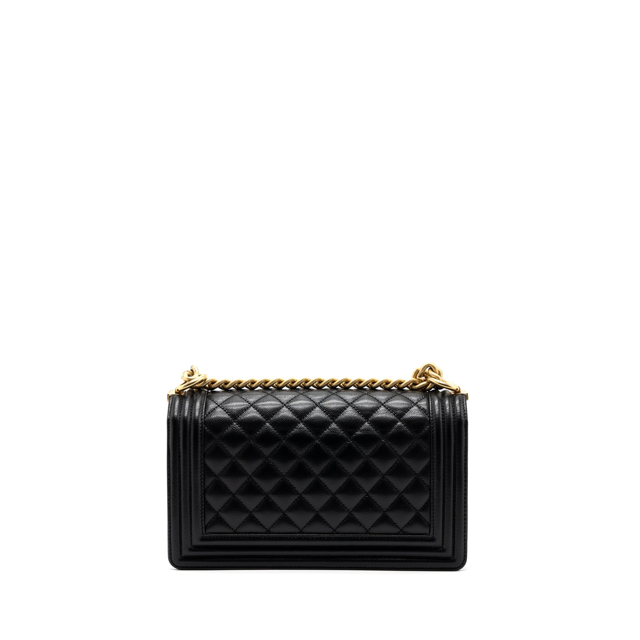 CHANEL MEDIUM CLASSIC BOY BAG CAVIAR BLACK GHW (MICROCHIP)