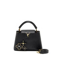 LOUIS VUITTON CAPUCINES BB WITH MONOGRAM FLOWER EMBELLISHMENTS TAURILLON BLACK GHW